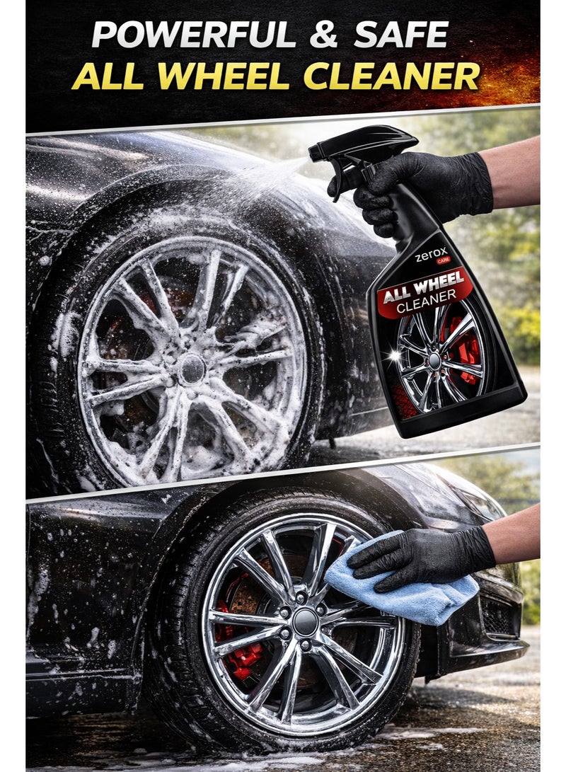 Zerox All Wheel Cleaner Spray – Professional Non-Acid Rim & Tire Cleaner – Fast-Breaking Brake Dust & Road Grime Remover – Safe for Alloy, Chrome & Painted Wheels – Professional Performance Formula - Image 2